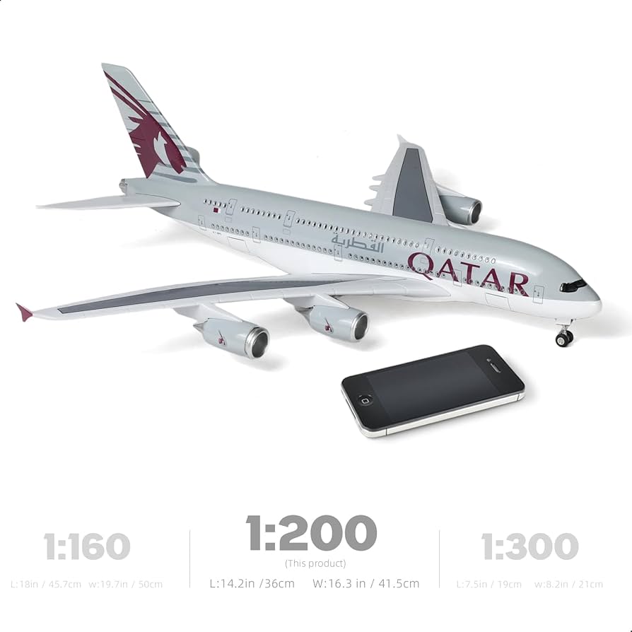 Qatar Airways Airbus A380 モデル Qatar Airways Airbus A380 Airplane Model (1/160 Scale